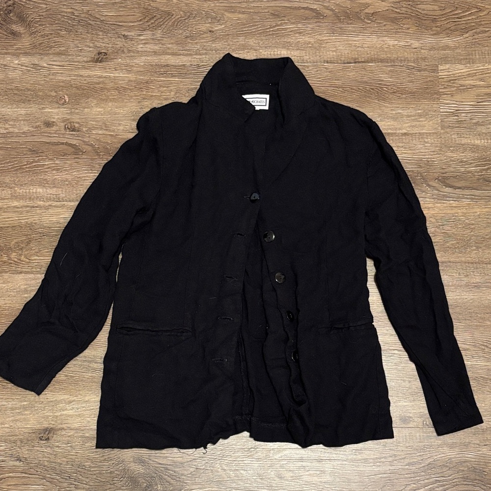 women’s black arthur michaels button down blazer